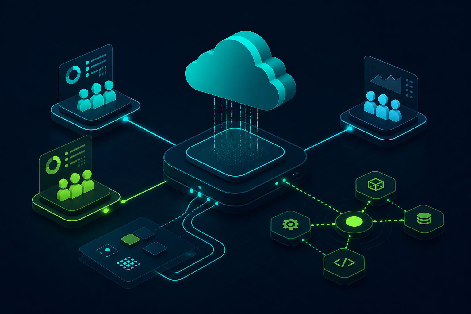 White-label SaaS platform architecture with multi-tenant dashboards and configurable business modules